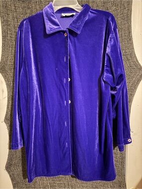 Diane Von Furstenberg Vibrant Royal Purple Velvet Button Jacket
